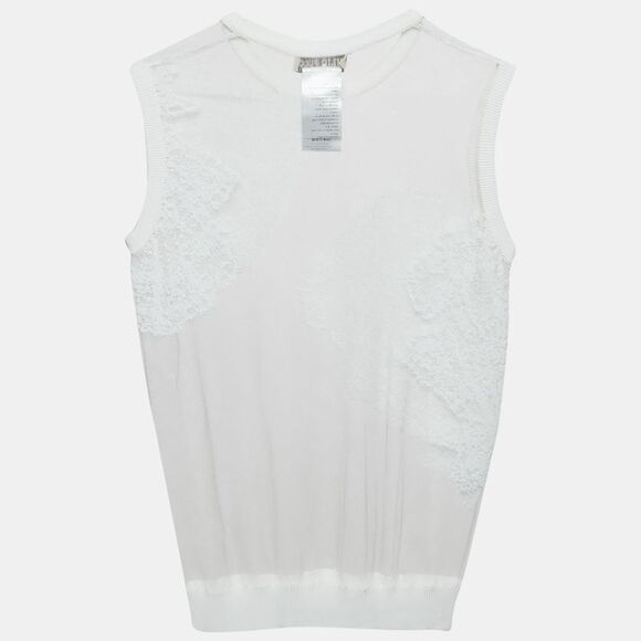Emilio Pucci White Embroidered Mesh Sleeveless Top M - Picture 2 of 4